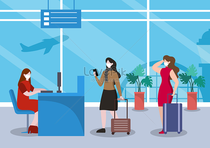 Flat airport interior terminal vector illustration image_picture free ...