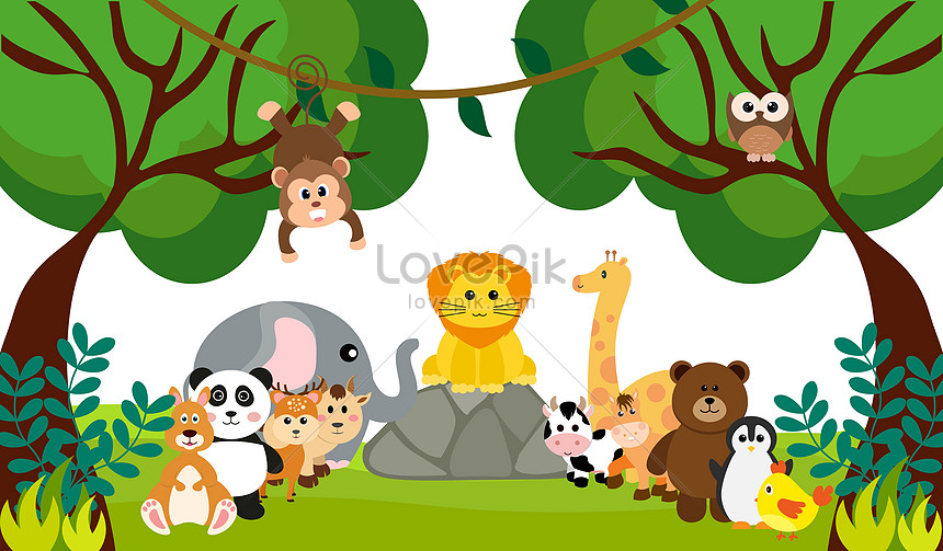 Jungle animals and zoo cartoon style illustration image_picture free  download 