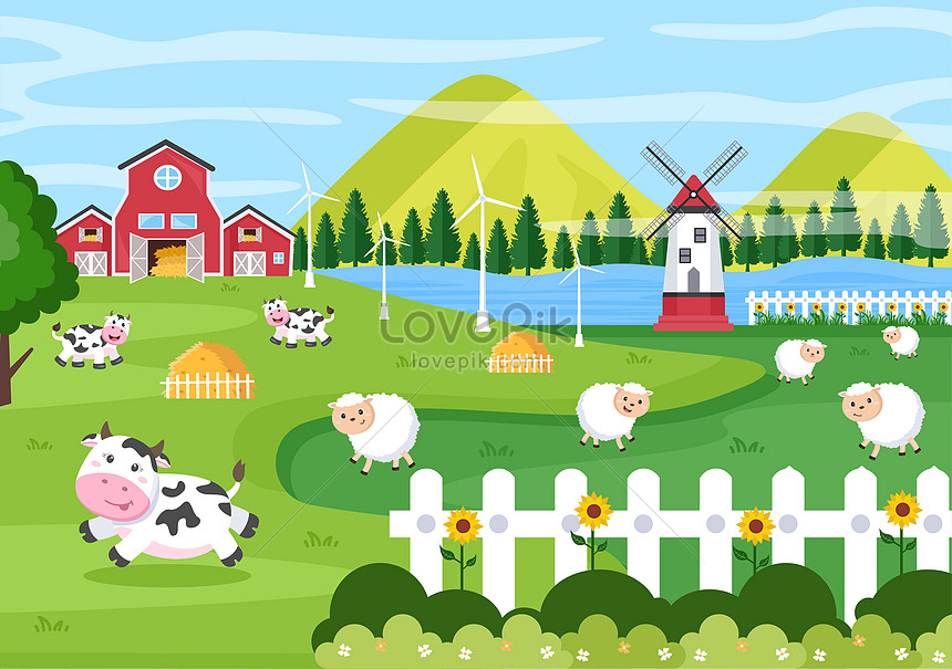 Cute cartoon farm animals vector illustration image_picture free download  