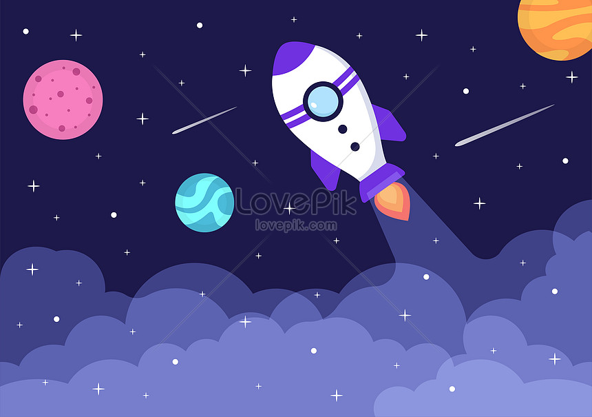 Cute astronaut in space background vector illustration image_picture free  download 