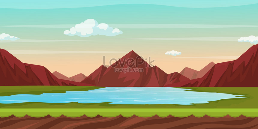 Mountain and lake background illustration image_picture free download ...