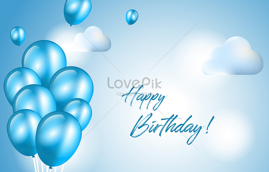 Happy birthday celebration balloon sky cloud background illustration  image_picture free download 