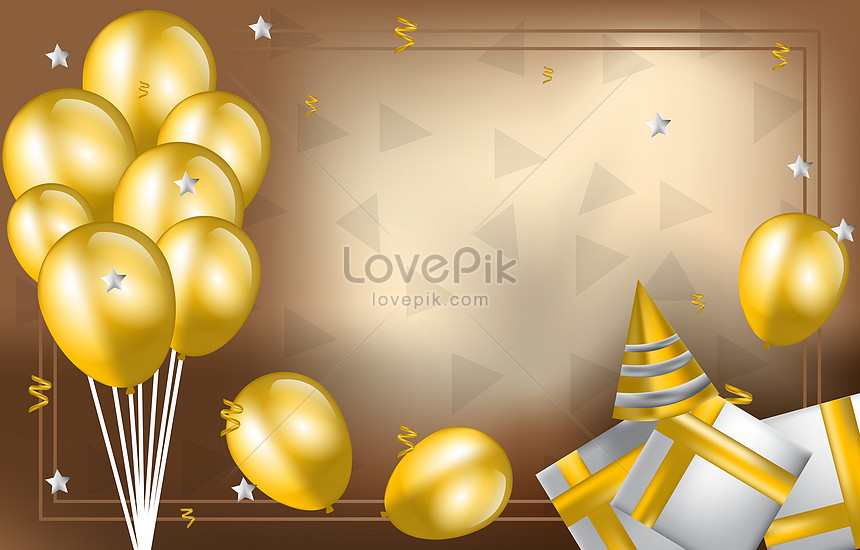 Happy birthday celebration golden balloon background illustration  image_picture free download 