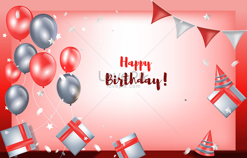 Happy birthday celebration red balloon gift background illustration  image_picture free download 