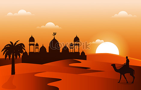 Camel Caravan Vector