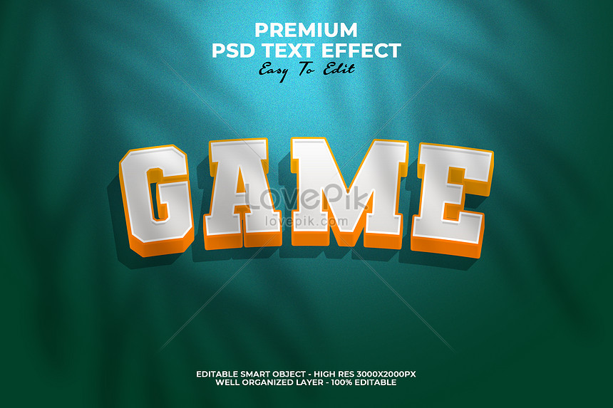 Premium PSD  Funny game 3d editable text effect psd with premium background