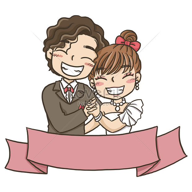 Wedding cartoon married couple character illustration image_picture free  download 