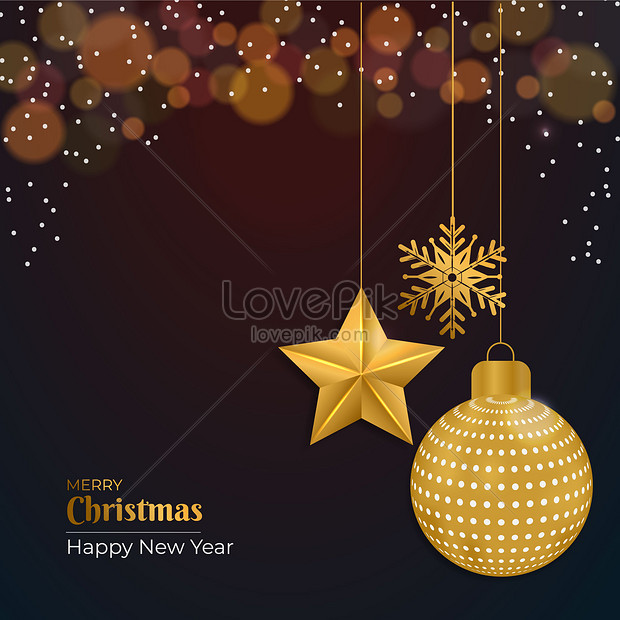 Lighting Effect Merry Christma Golden Ball Download Free | Banner ...