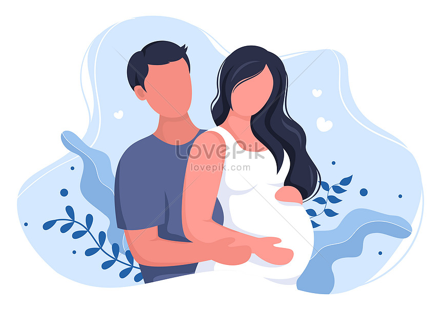 Pregnant Couple Background Vector Illustration With A Husband Ta Illustration Imagepicture Free 0717