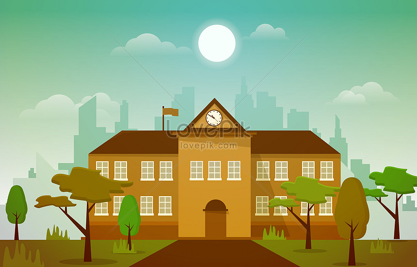 school building cartoon background