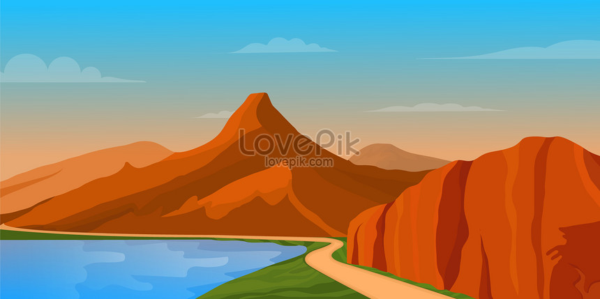 Una Colina Con Un Río En Un Fondo Plano | PSD ilustraciones imagenes  descarga gratis - Lovepik