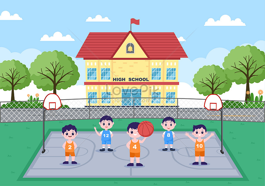 Dibujos Animados De Niños Jugando Baloncesto Ilustración Plana | PSD  ilustraciones imagenes descarga gratis - Lovepik