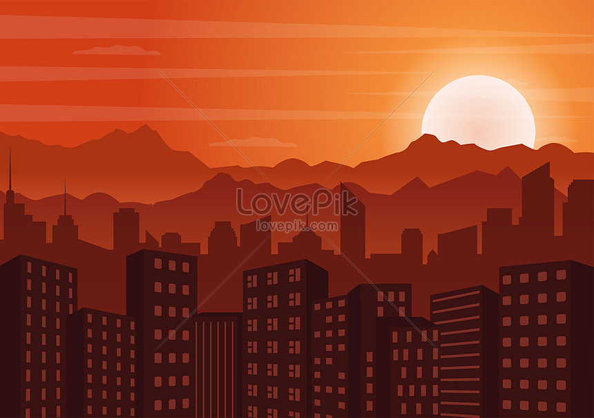 Sunset landscape background illustration illustration image_picture ...