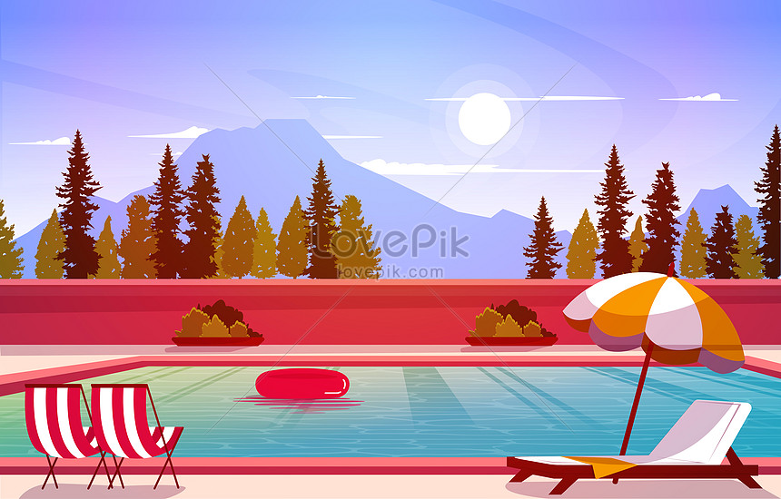 Nature swimming pool summer holiday leisure relaxation flat ...
