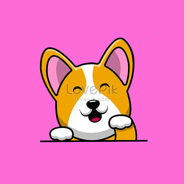 Cute corgi dog waving hand cartoon vector icon illustration ...