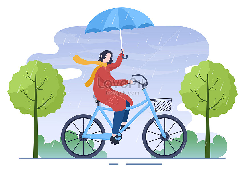 People in the rain cartoon illustration illustration image_picture free ...