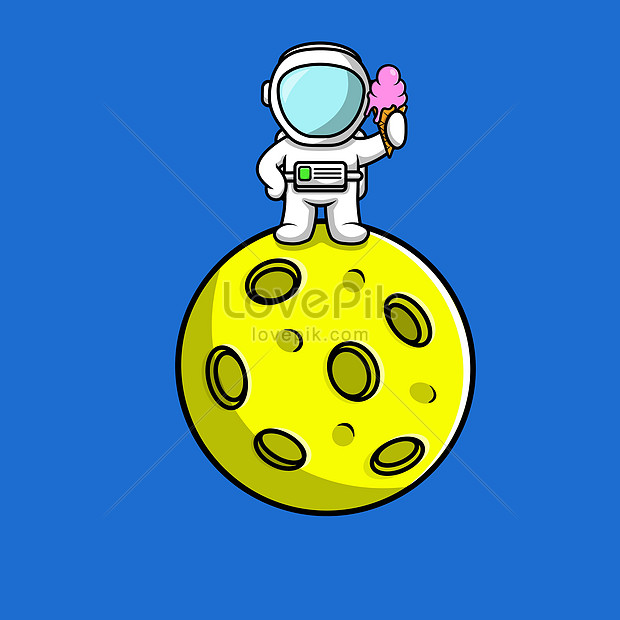 Lindo Astronauta Sosteniendo Un Cono De Helado En El Vector De Dibujos  Animados De La Luna | PSD ilustraciones imagenes descarga gratis - Lovepik