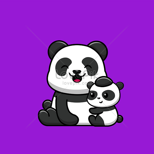Cute panda mother with baby panda cartoon vector icon illustration  image_picture free download 