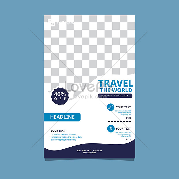 Wave Travel Tour Holiday Vacation Flyer Brochure Poster Blank , tour brochure, leaflets, concept illustration