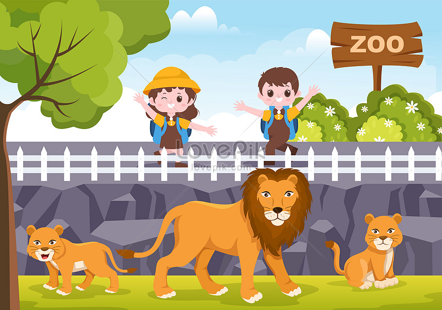 ภาพประกอบการ์ตูน Zoo กับสัตว์ซาฟารีบนป่า ดาวน์โหลดรูปภาพ (รหัส