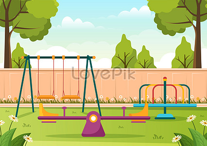 Vertical cartoon playground poster background illustration image_picture  free download 