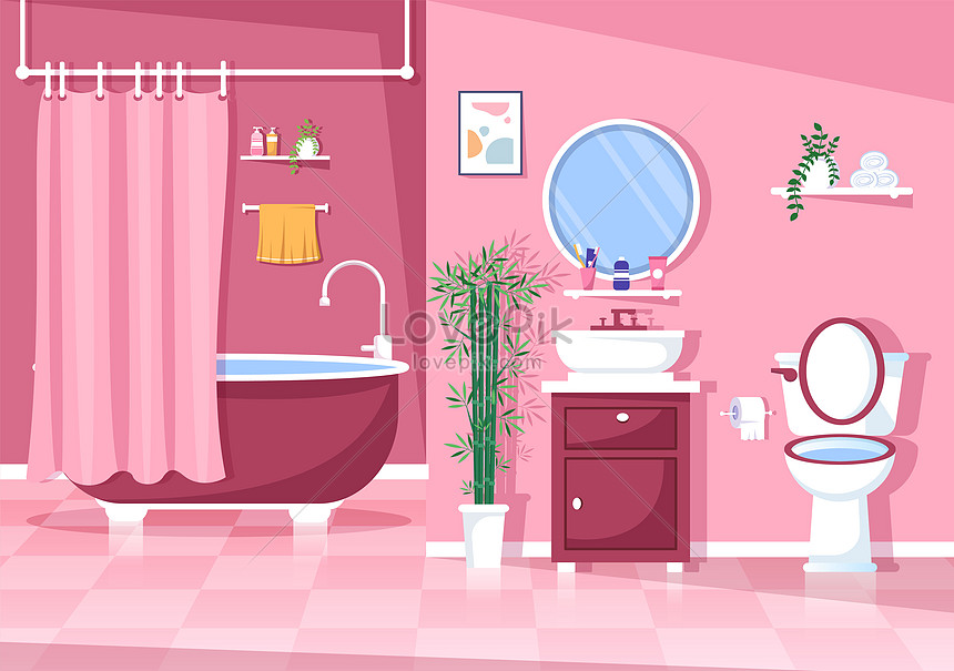 Modern Bathroom Furniture Interior Illustration Illustration Image