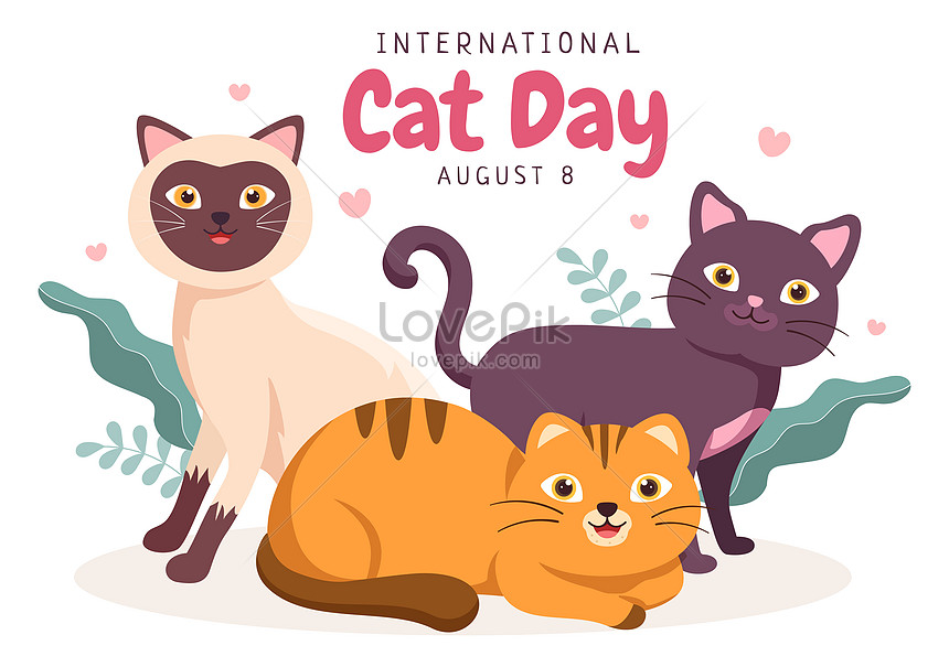 Cat Day Flat Icons Pack PNG Picture And Clipart Image For Free Download -  Lovepik