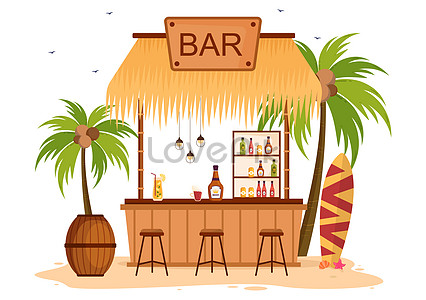 Bar or pub at beach cartoon illustration illustration image_picture ...