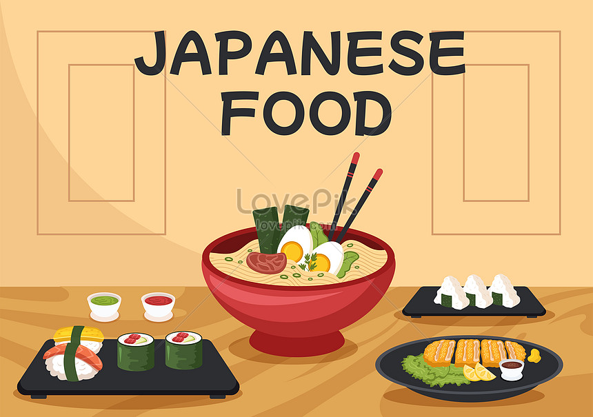 Photo de Illustration De Nourriture Japonaise, cuisine japonaise