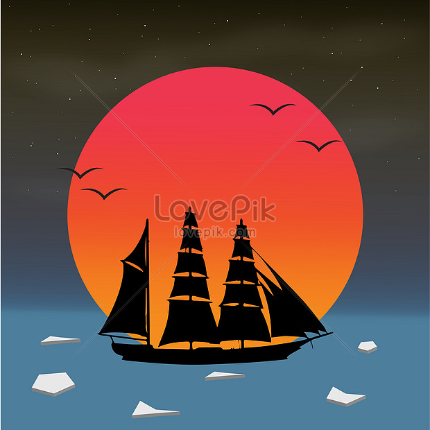 pirate ship background vector