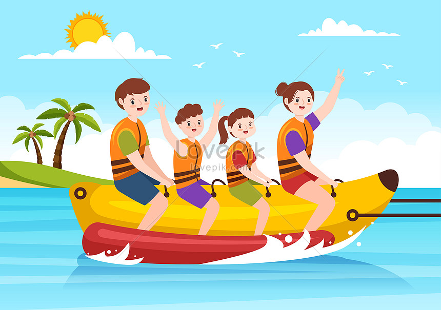 Playing banana boat and jet ski illustration illustration image_picture ...