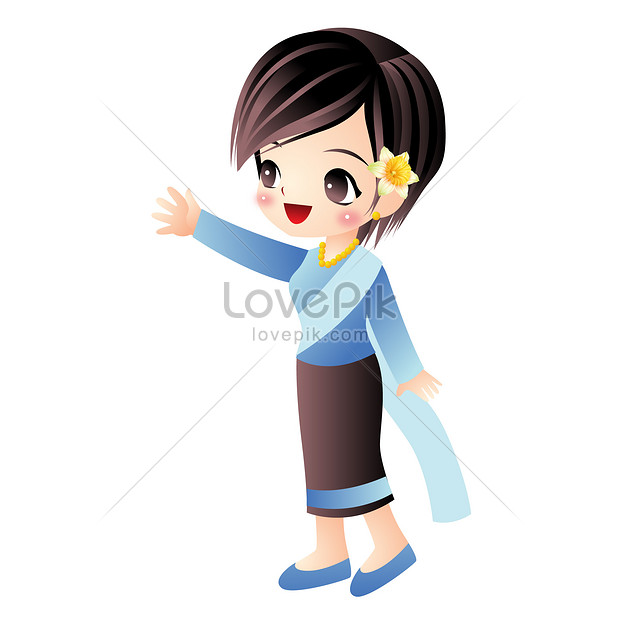 Thai woman cartoon cute kawaii anime illustration clip art illustration  image_picture free download 