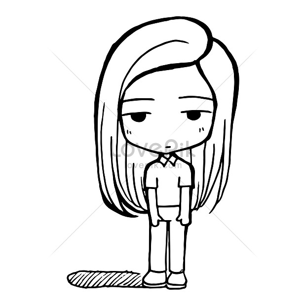 Girl Cartoon Doodle Kawaii Anime Coloring Page Cute Illustration