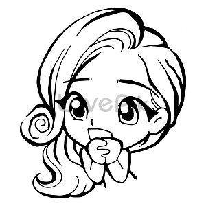 Girl cartoon birthday cake doodle kawaii anime coloring page ...