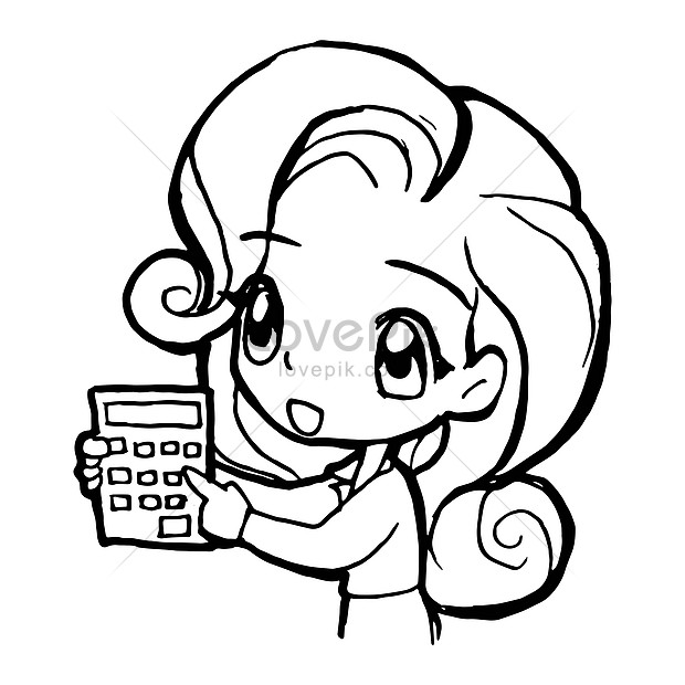 Cute calculator math kawaii character • wall stickers sweet, mascot, anime  | myloview.com
