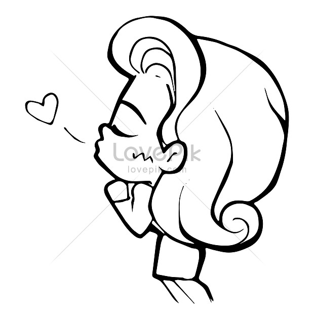 Office Girl Kissing Cartoon Doodle Kawaii Anime Coloring Page