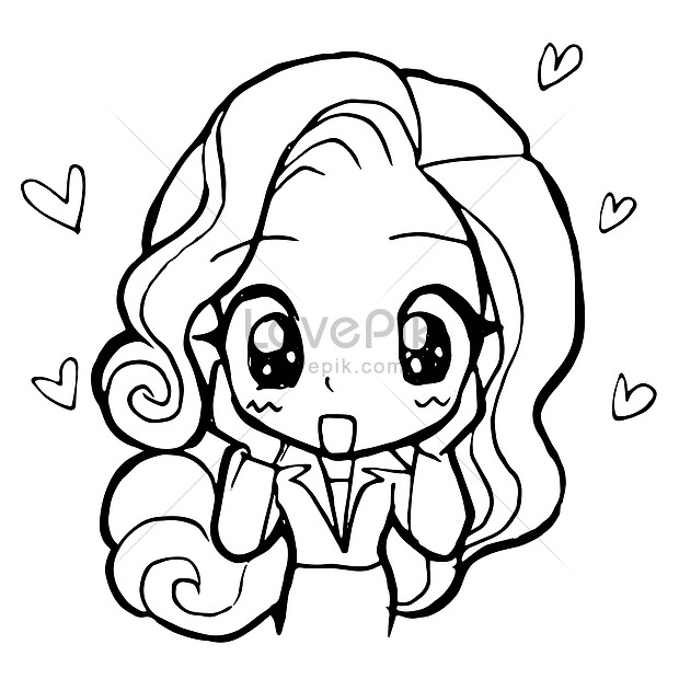 Office girl love cartoon doodle kawaii anime coloring page cute  illustration image_picture free download 