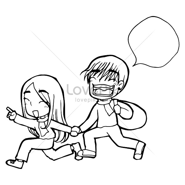 travel young couple cartoon doodle kawaii anime coloring page , young, doodle, couple illustration