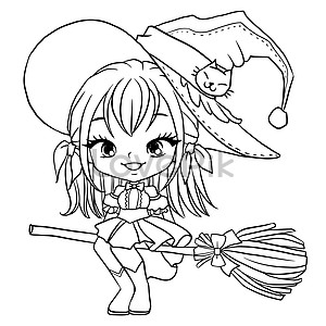 Coloring page princess kawaii style cute anime cartoon drawing ...