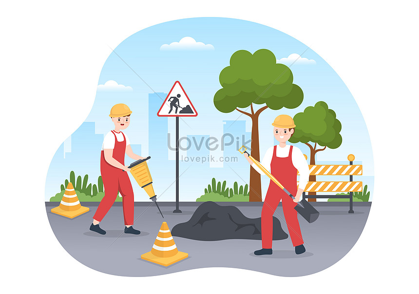 free clipart of paving a road