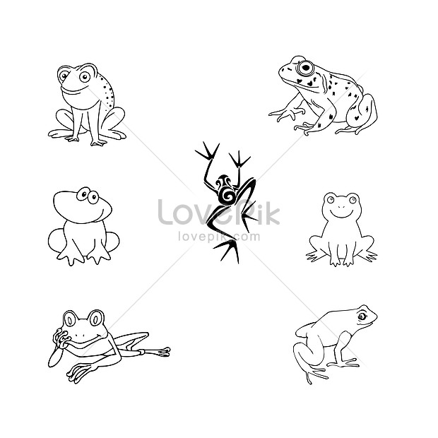 Modern Frog Outline Illustration Design, tree, shapes, icon illustration