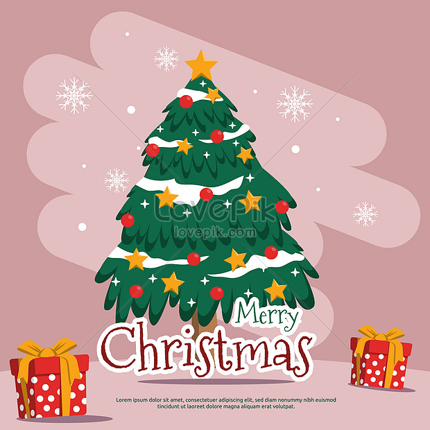 Pine tree snowflakes merry christmas gift greeting card design ...