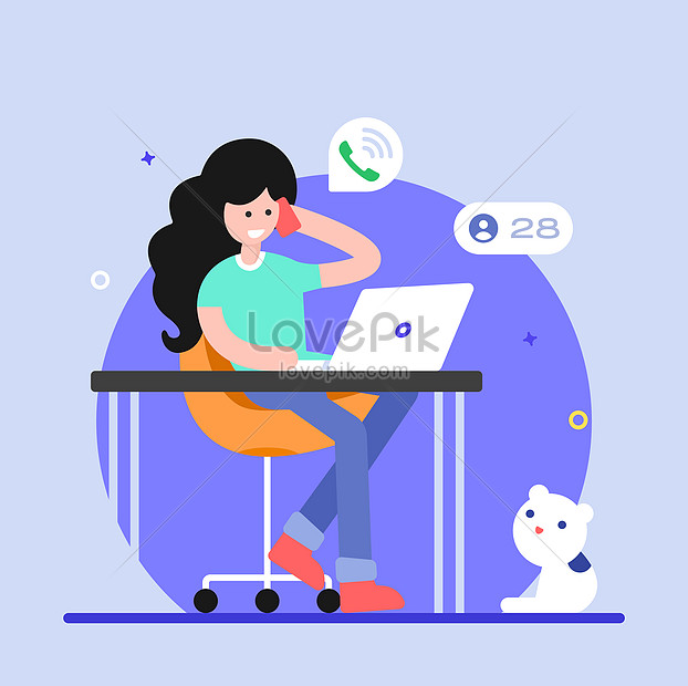 Customer services representative, call center flat illustration ...