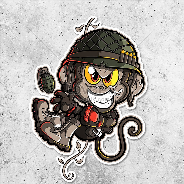 Tactical monkey character illustration vector template illustration ...