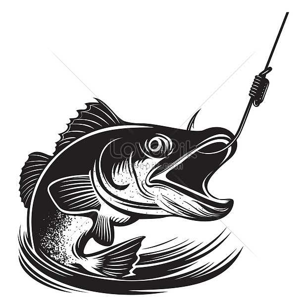Fishing hook and fish vector illustration - fish catching with hook  silhouette illustration image_picture free download 450167208_
