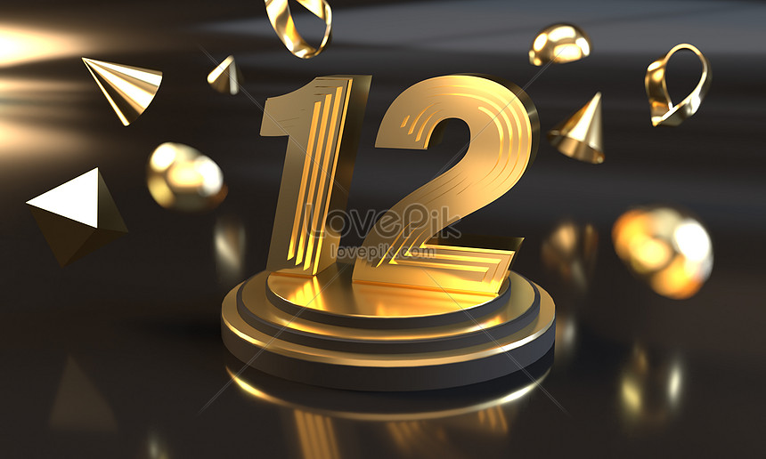 Number 12 with gold style creative image_picture free download