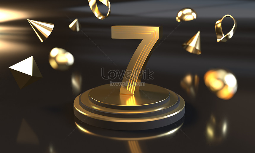 Metal blue number 7 logo company icon design Vector Image