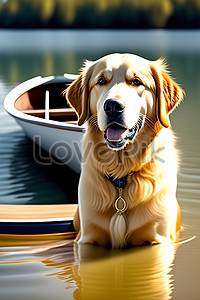Porter of happy golden retriever breed dog isolated on the background.  Generative AI. 25279788 PNG