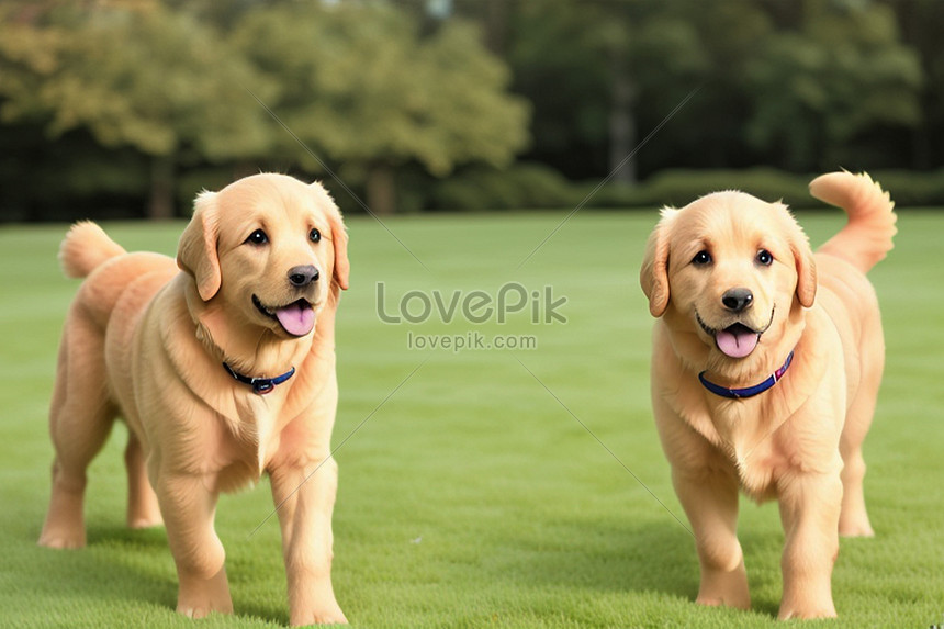 Porter of happy golden retriever breed dog isolated on the background.  Generative AI. 25279788 PNG