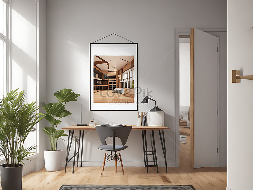 Immagini Stock - Mockup Di Poster Con Cornice Verticale In Legno